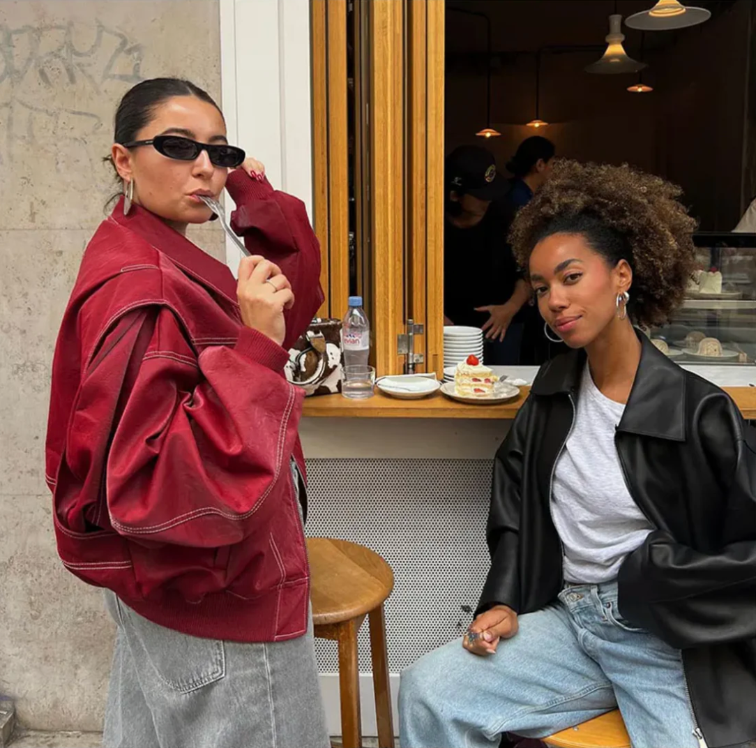 Women's Oversized Faux Leather Jacket