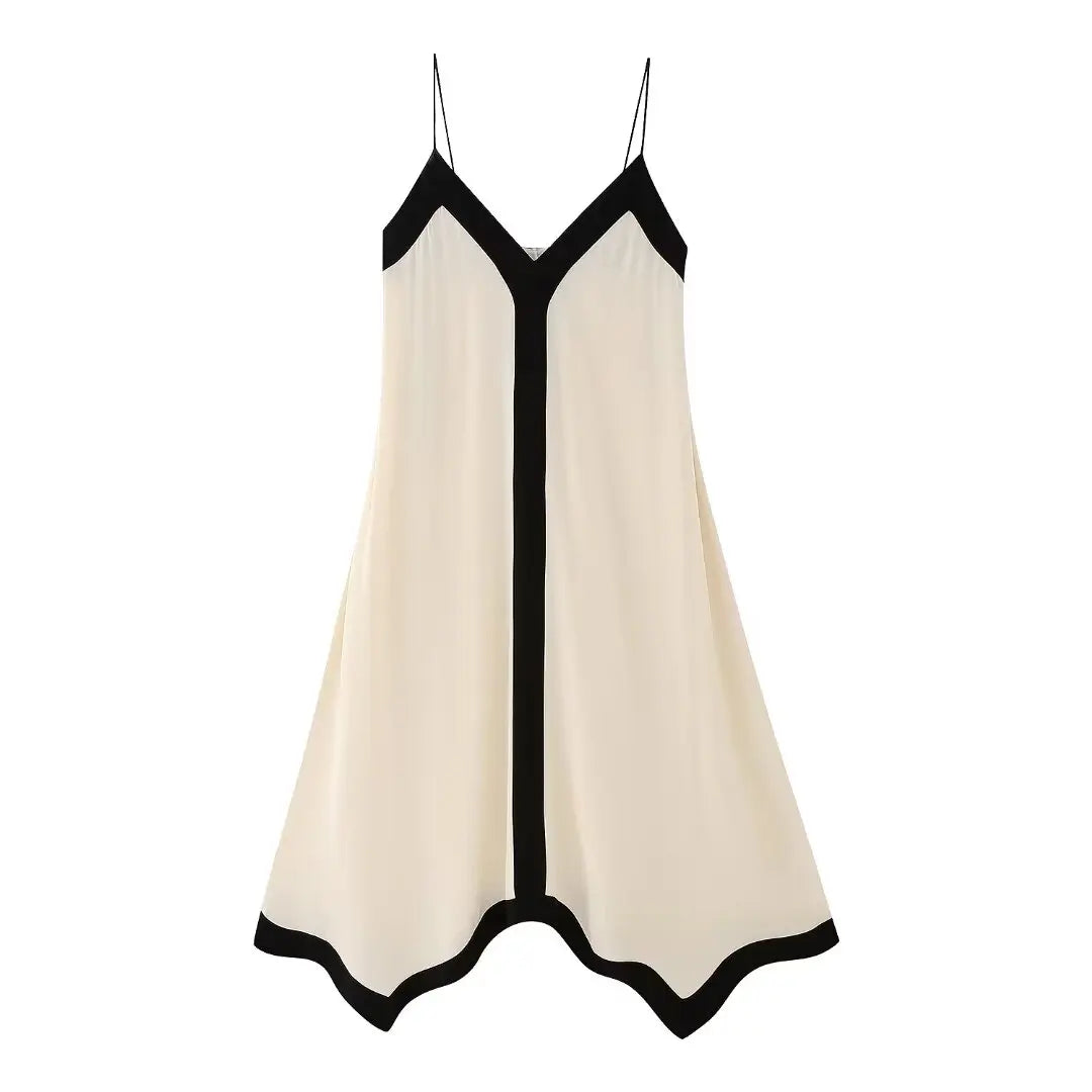 Women's Loose Patchwork Sleeveless V-Neck A-Line Maxi Dress