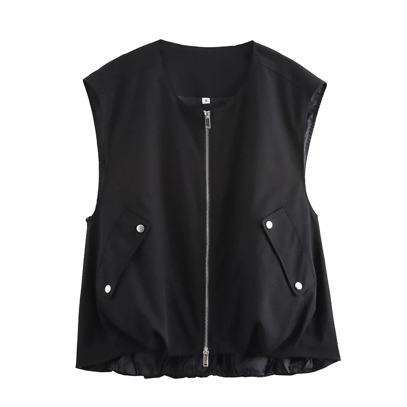 Women's Casual Zip-Up Sleeveless Vest
