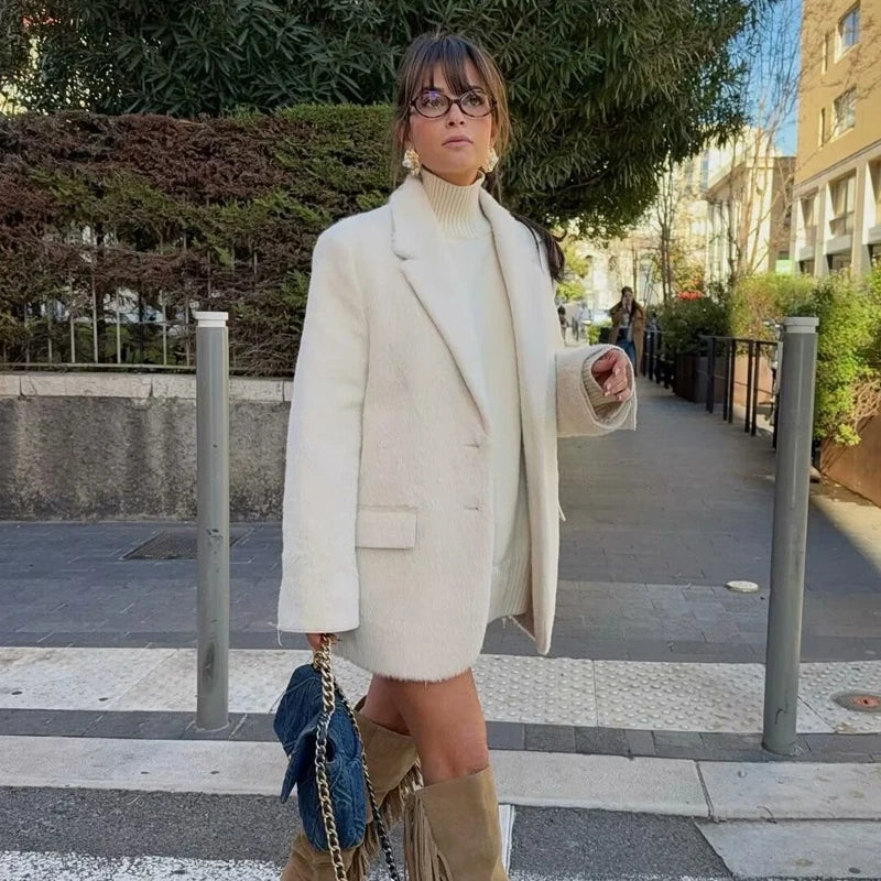 Women's Faux Fur Longline Blazer