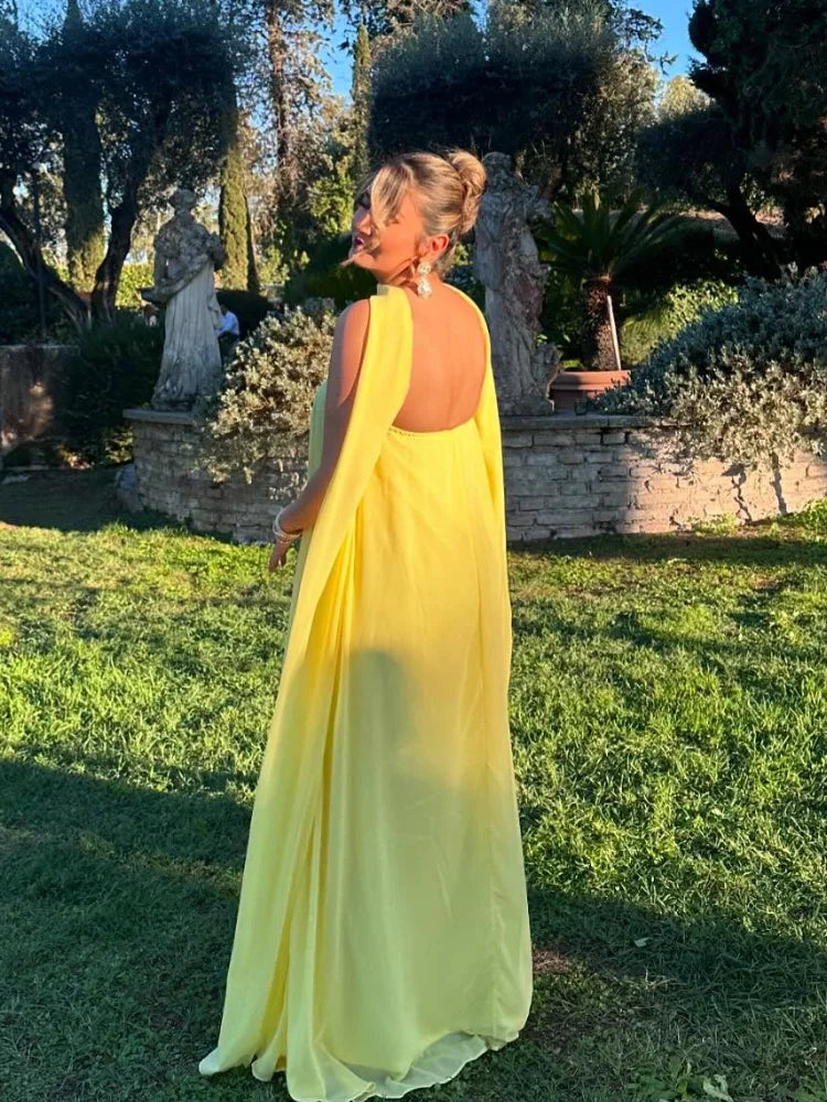 Women's Strapless Maxi Dress with Elegant Scarf Neck