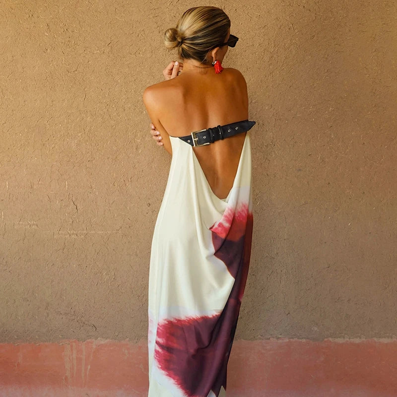 Women's Strapless Floral Maxi Dress