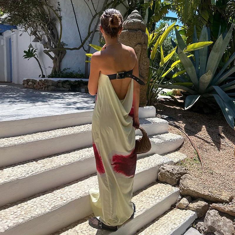 Women's Strapless Floral Maxi Dress