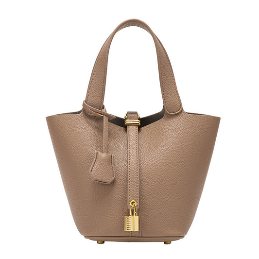 Women's Mini Bucket Tote Bag with Lock Detail